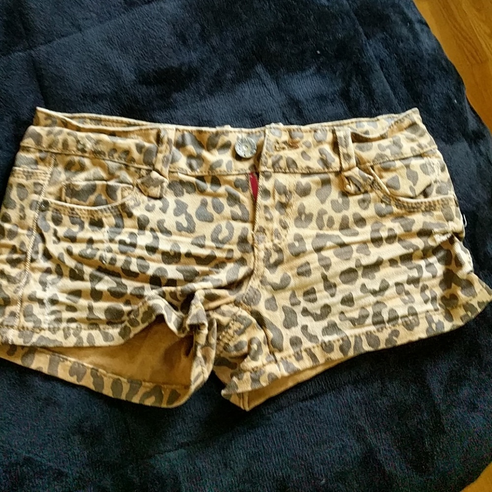 Cheetah jean shorts